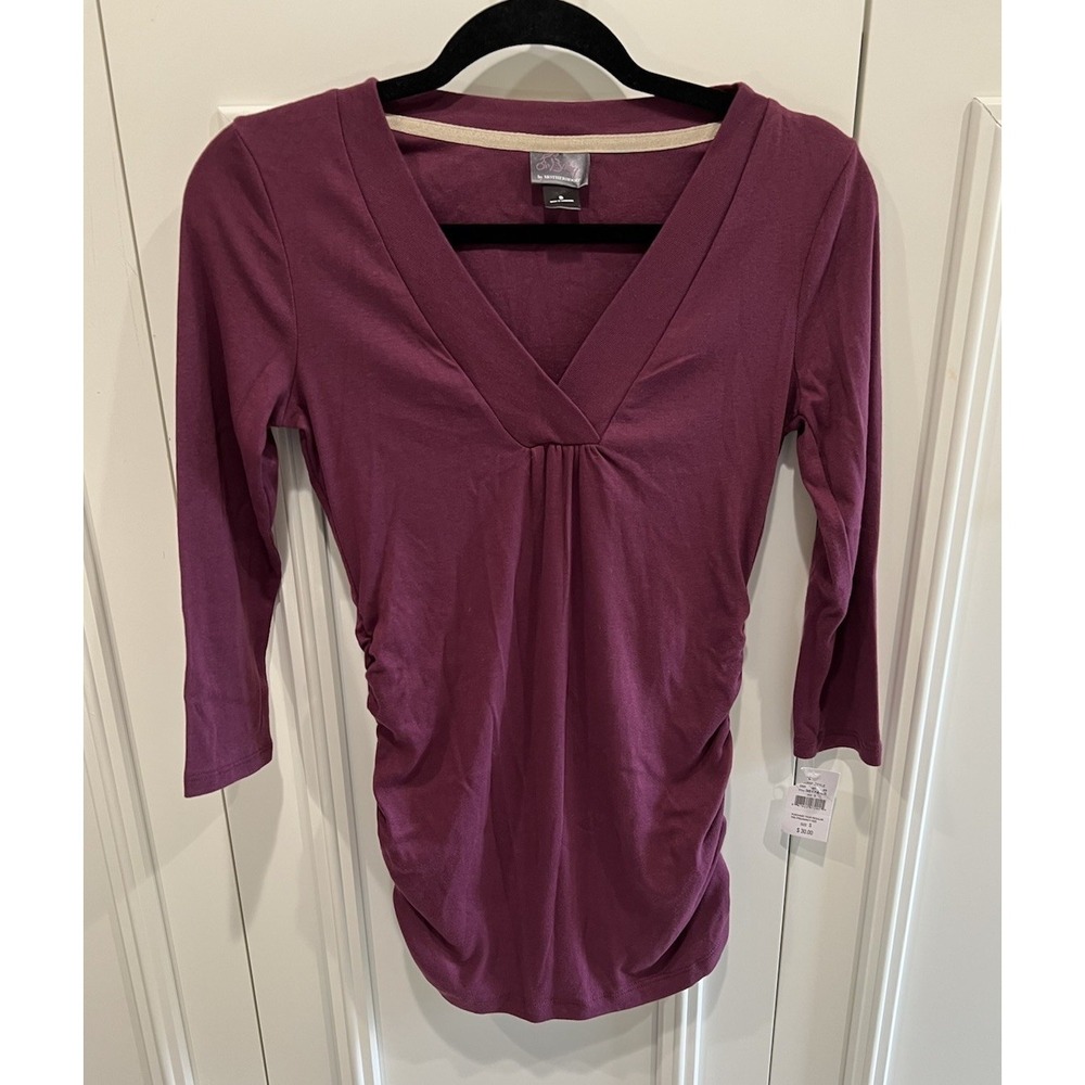 Oh Baby By Motherhood Maternity Top V Neck Ruched Plum Bump Style Basicโ